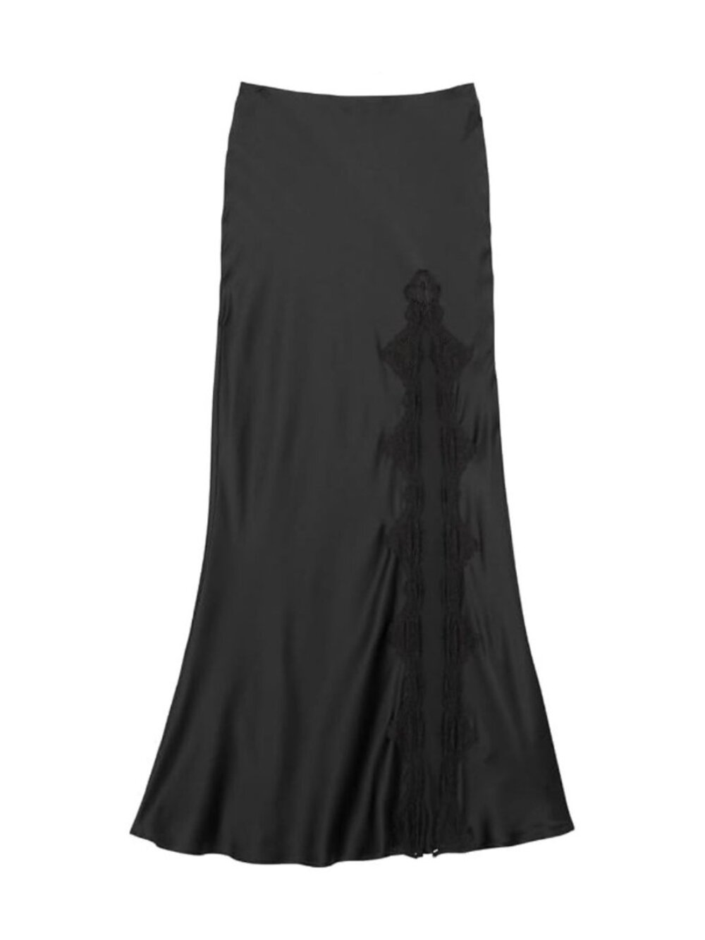 New! Victoria's Secret Black Satin Lace Slip Maxi Skirt Size Small 50460